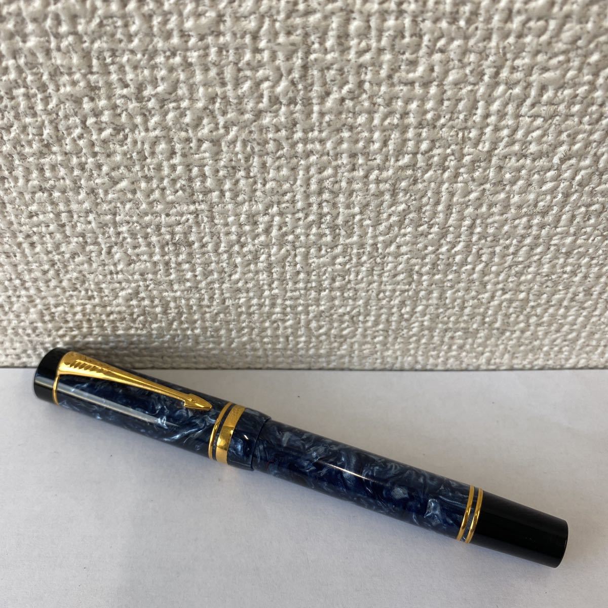 □ 希少 高級 万年筆 □ PARKER / パーカー マーブルブルー ペン先 18k