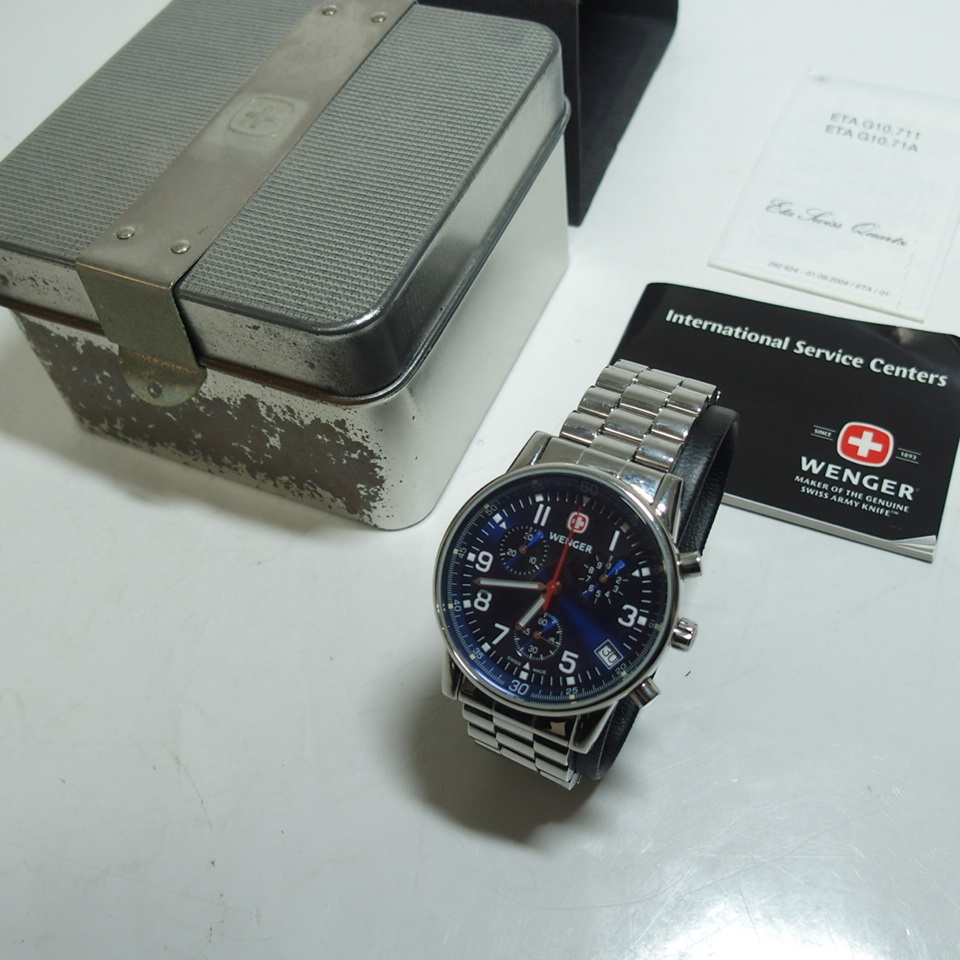 ウェンガー コマンドクロノ メンズ 黒文字盤 7082X/T 時計 WENGER  