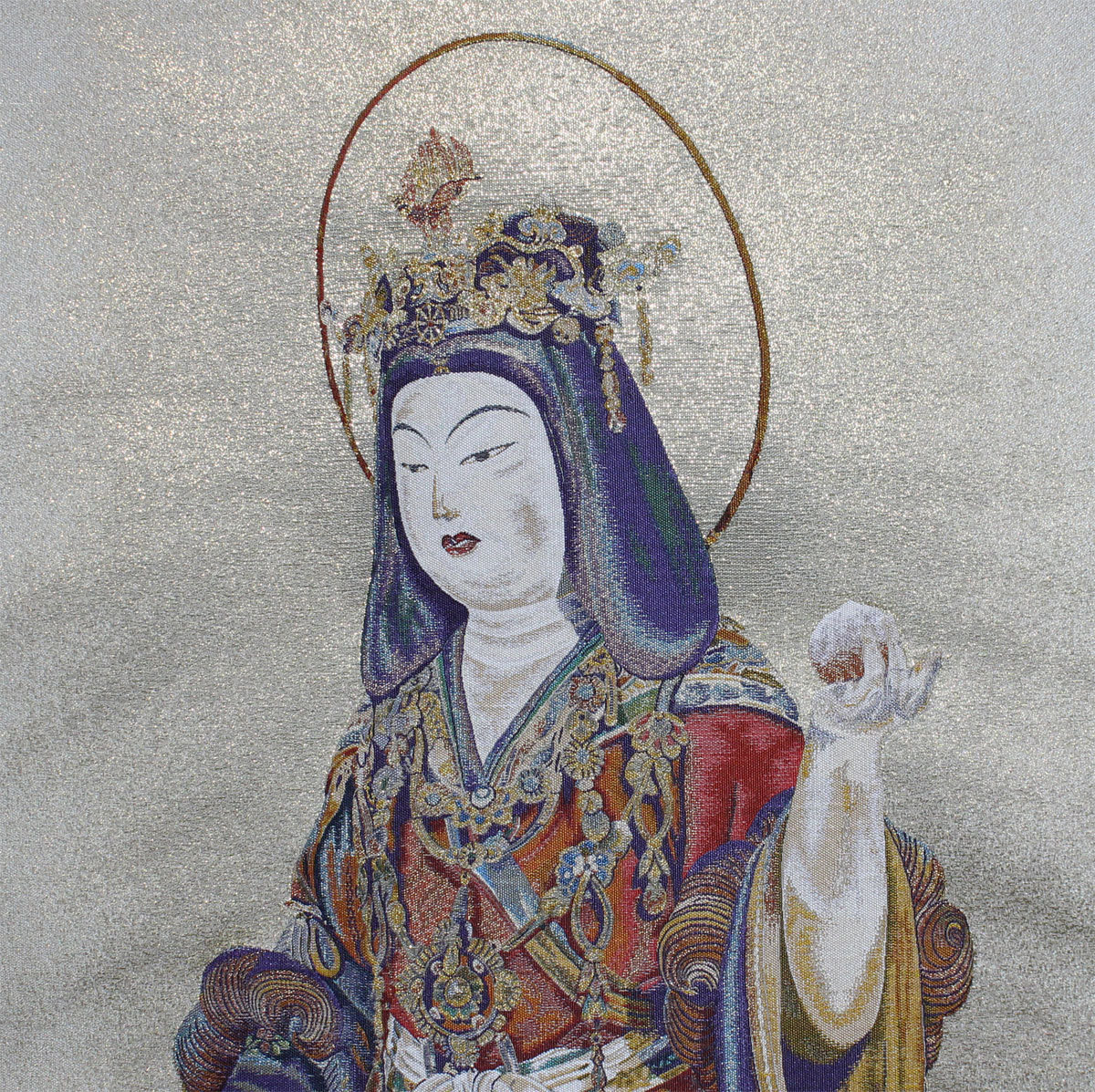 時代市場□掛軸□写重要文化財 浄瑠璃寺吉祥天立像幅 共箱□純金糸