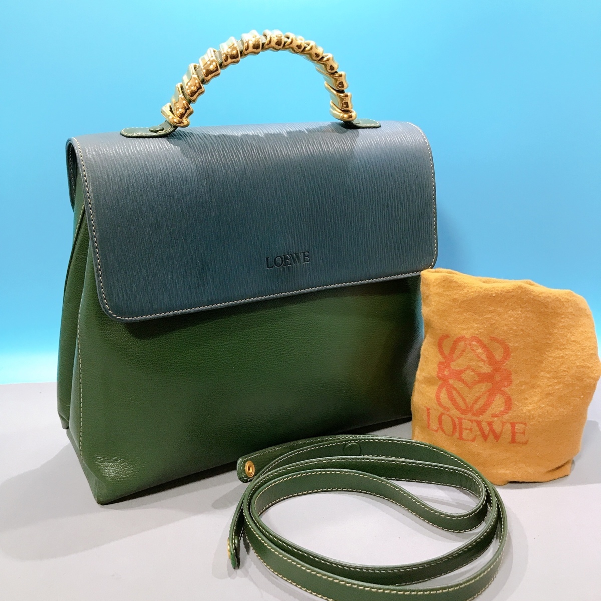 M2014 1円 美品 LOEWE ロエベ ツイスト ベラスケス 2WAY ハンド バッグ 