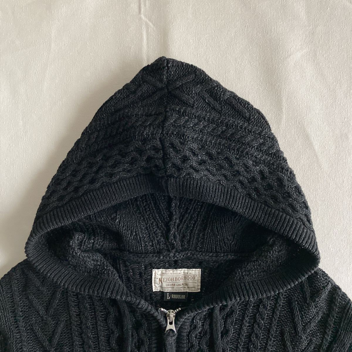 美品 NEIGHBORHOOD ネイバーフッド ケーブル編み ニット パーカー 