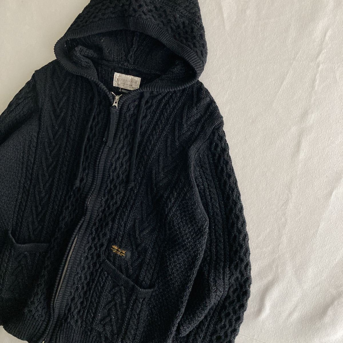 美品 NEIGHBORHOOD ネイバーフッド ケーブル編み ニット パーカー 