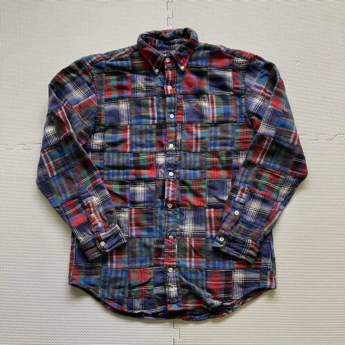 RALPH LAUREN ラルフローレン パッチワーク ネルシャツ 長袖シャツ 170