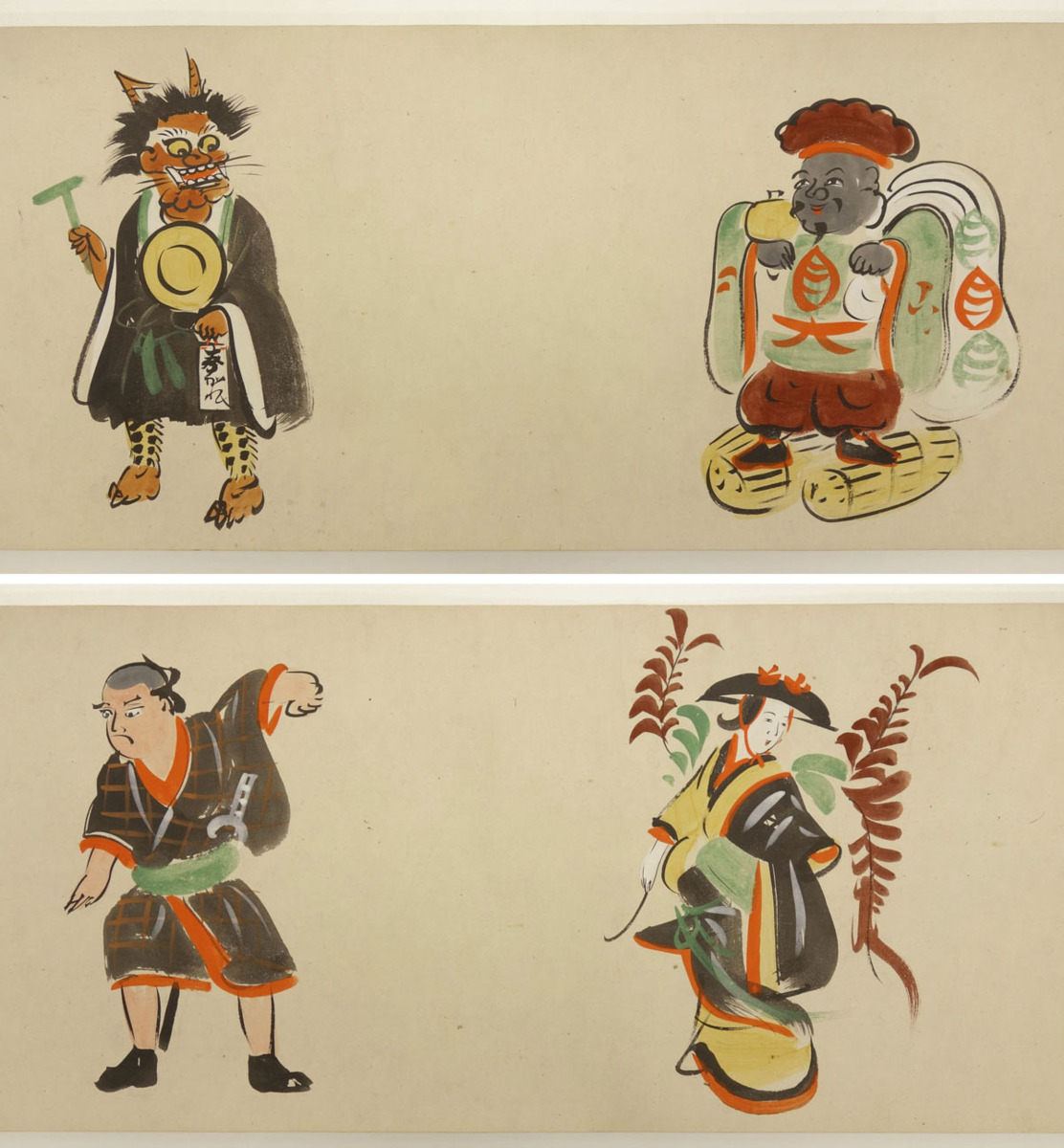 真作】喜聞◇『中島来章 大津絵巻物41図』2巻 古筆 古文書 古書 日本画