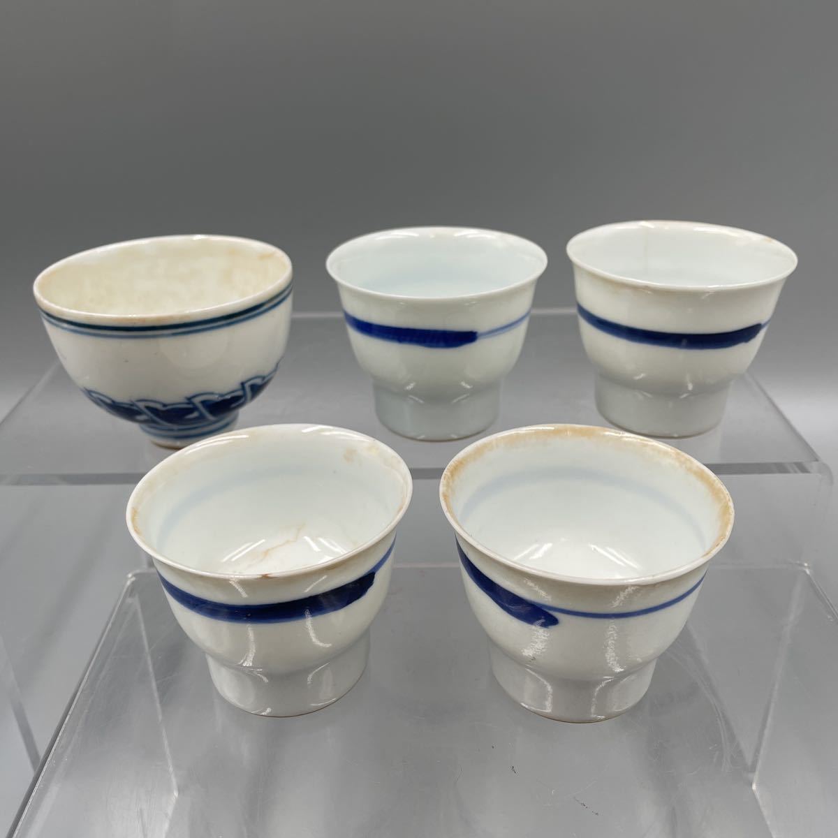 道八銘 香炉 蛍焼 煎茶碗5客セット 茶道具 茶器 煎茶器 中国蛍焼 古玩