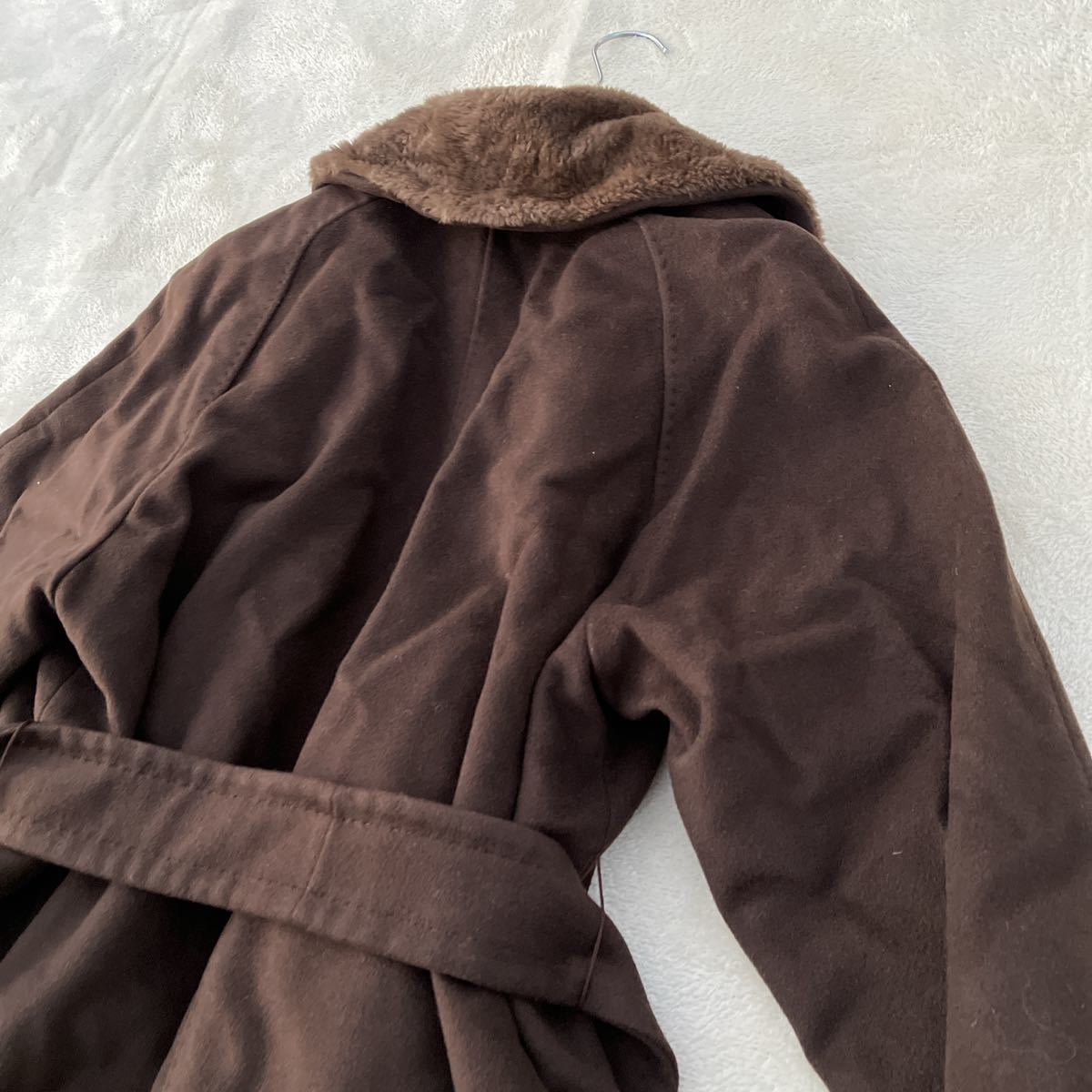 美品 マックスマーラ Max Mara 白タグ ファーコート ピュアカシミア100