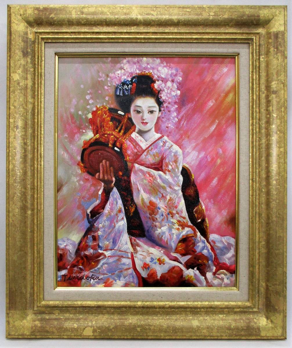 F6号 油彩画 風景画 人物画 笛 A167 油彩画|春鼓|