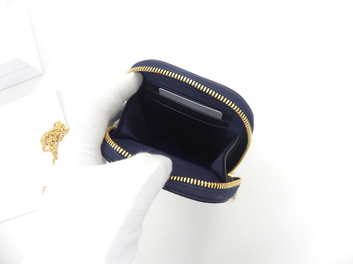 美品 Dior 30Montaigneフォンホルダー ブルー ディオールオブリーク 