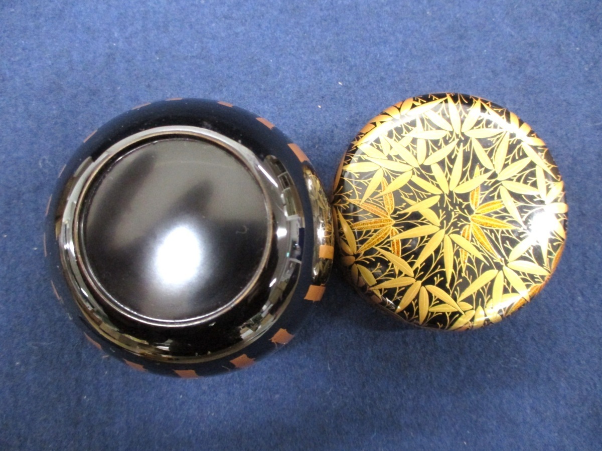 C3731 塗師 多田桂寛作「総竹林蒔絵 中棗」共箱 茶道具 伝統工芸品