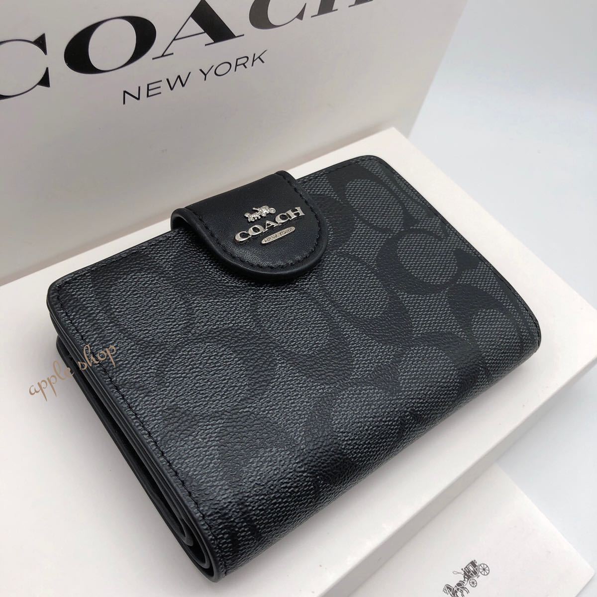 激安大特価，正規品 COACH コーチ 二つ折り財布 C0082 シグネクチャー ブラック&times;グレー プレゼントにもオススメ(二つ折り財布（小銭入れあり）)｜売買されたオークション情報、yahooの商品情報をアーカイブ公 二つ折り財布（小銭入れあり）