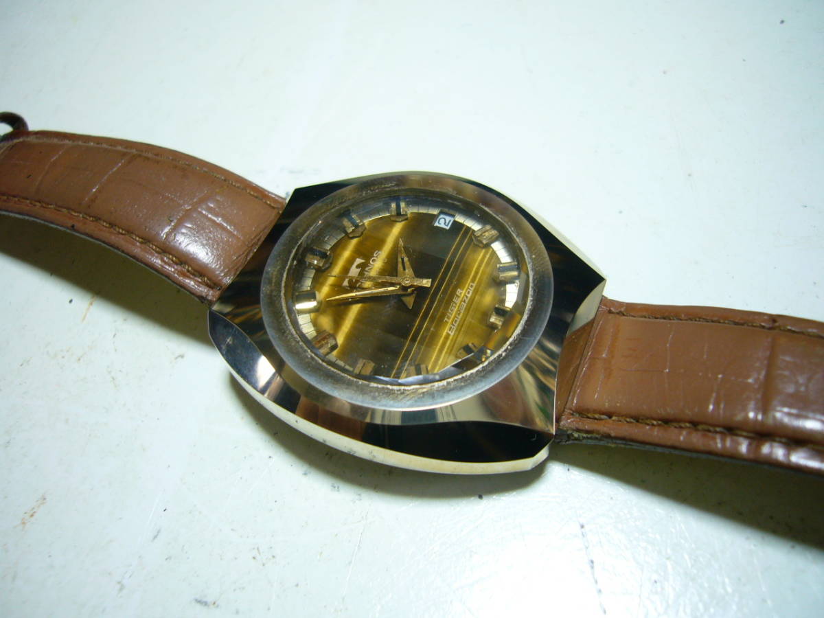 ☆テクノス TIGER Borazon カットガラス 自動巻き メンズ時計 テクノス