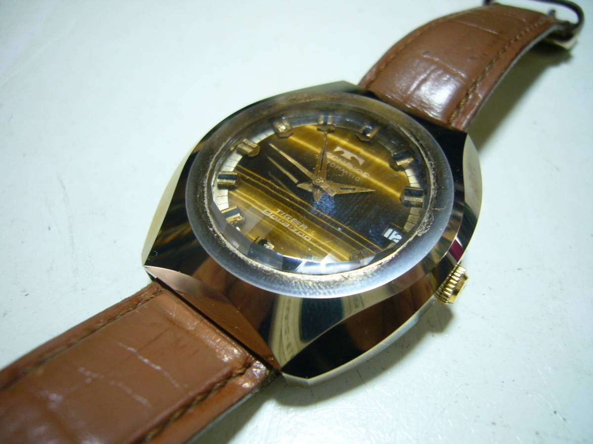 ☆テクノス TIGER Borazon カットガラス 自動巻き メンズ時計 テクノス