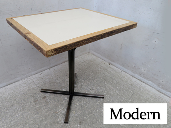 □G347□ミッドセンチュリーモダン□カフェテーブル□ウッド＆アイアン