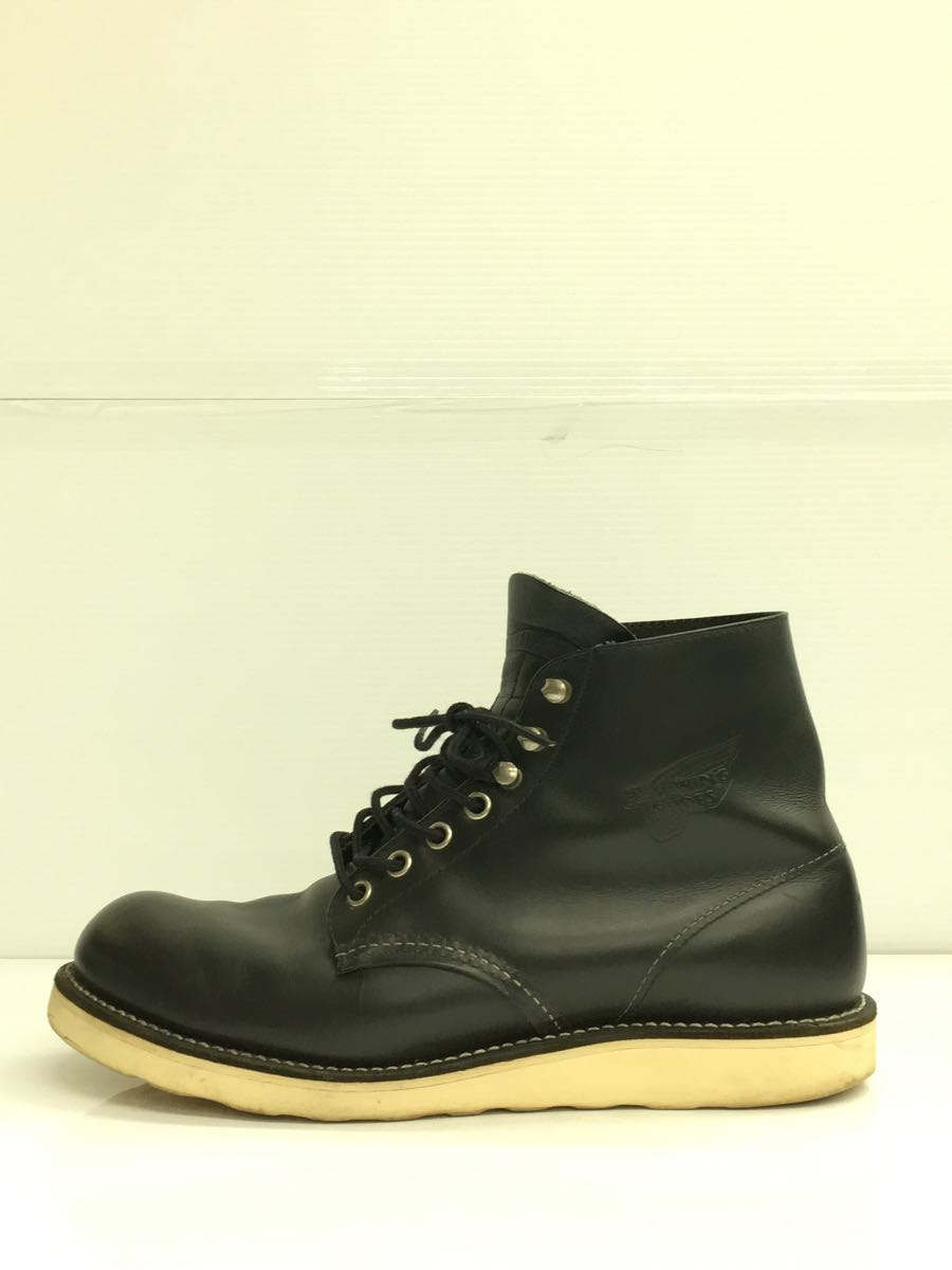 RED WING◆レースアップブーツ・6インチクラシックプレーントゥ/US8.5/BLK/レザー/※ソール減りあり