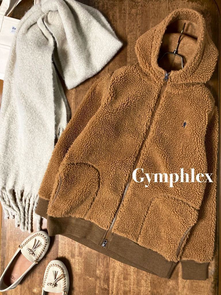極 美品 ジムフレックス Gymphlex /フリース素材 ボアジップフード 