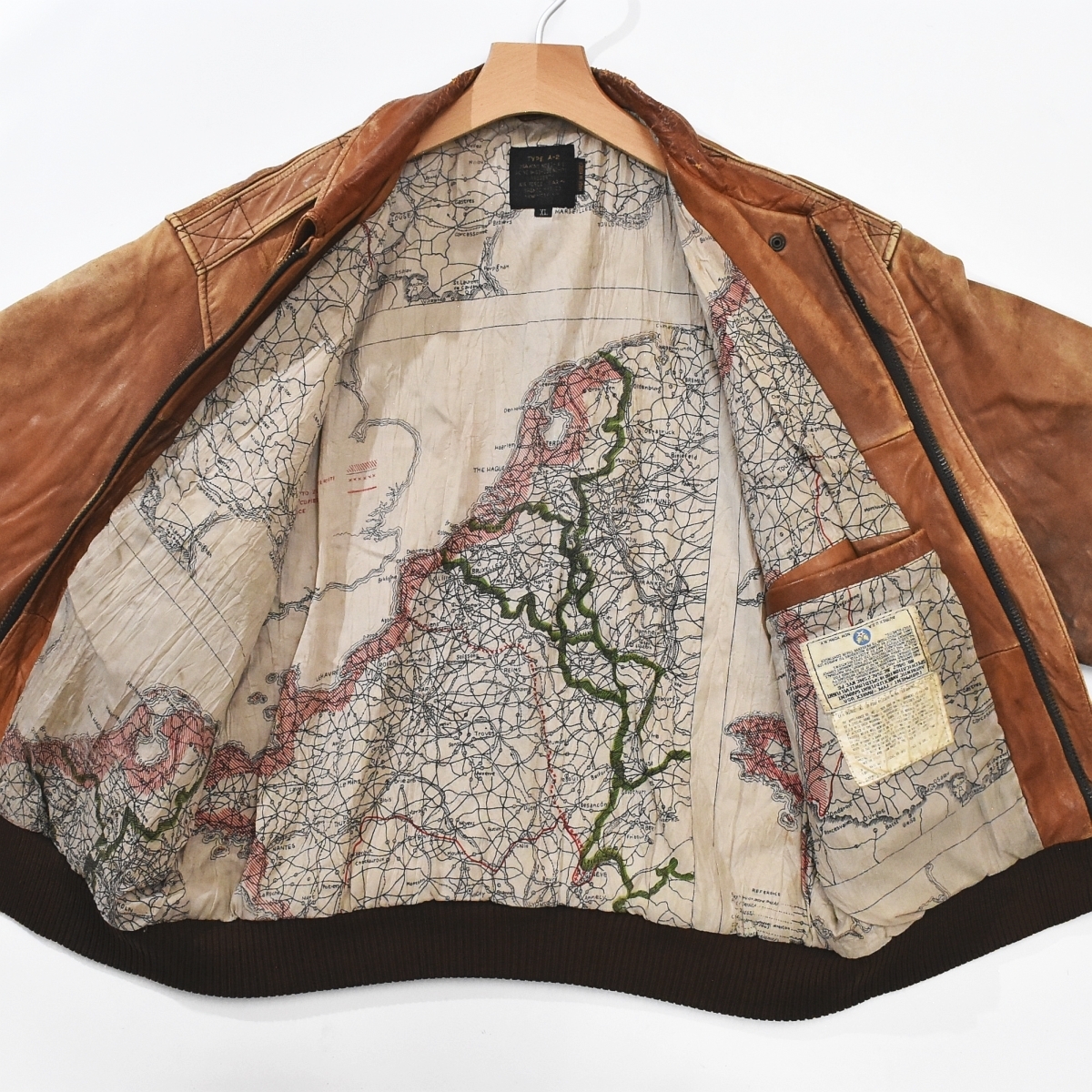 ☆80s 90s ヴィンテージ アヴィレックス AVIREX マップ柄 裏地 レザー 