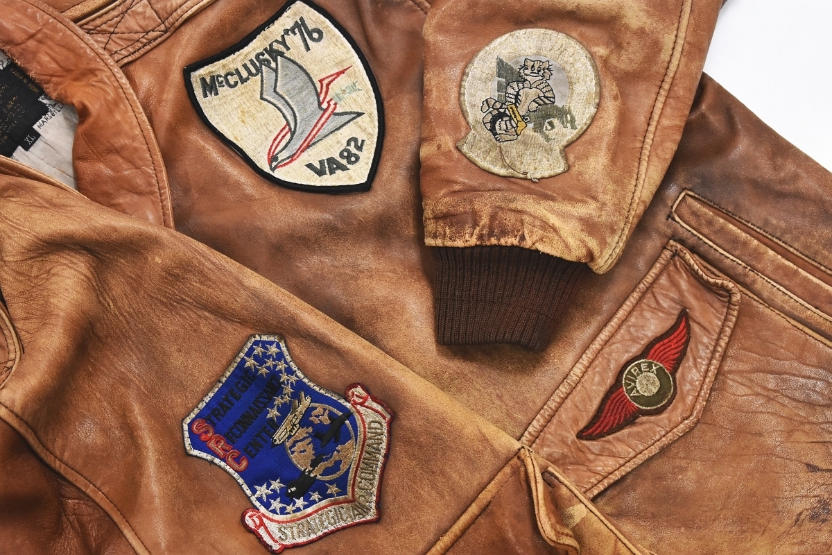 ☆80s 90s ヴィンテージ アヴィレックス AVIREX マップ柄 裏地 レザー 