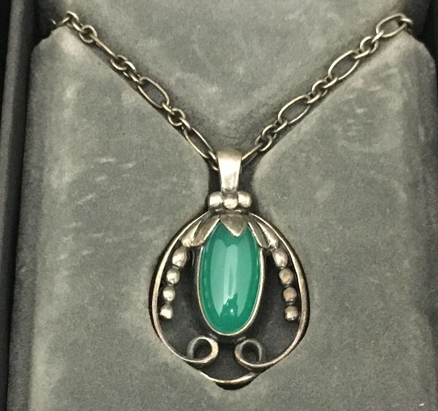GEORG JENSEN ジョージジェンセン 1990 ネックレス グリーンアゲート