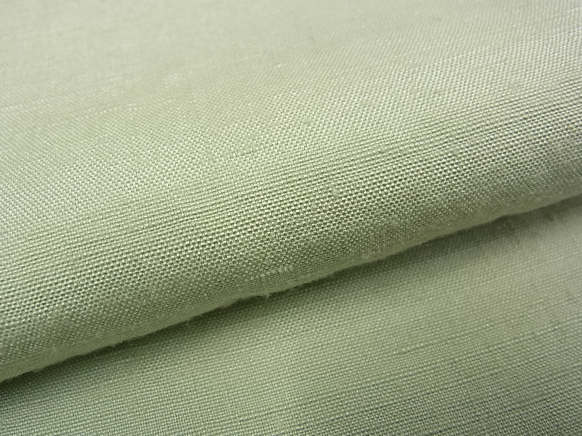 平和屋着物□結城紬 色無地 白緑 まるやま扱い 逸品m914 重要無形文化