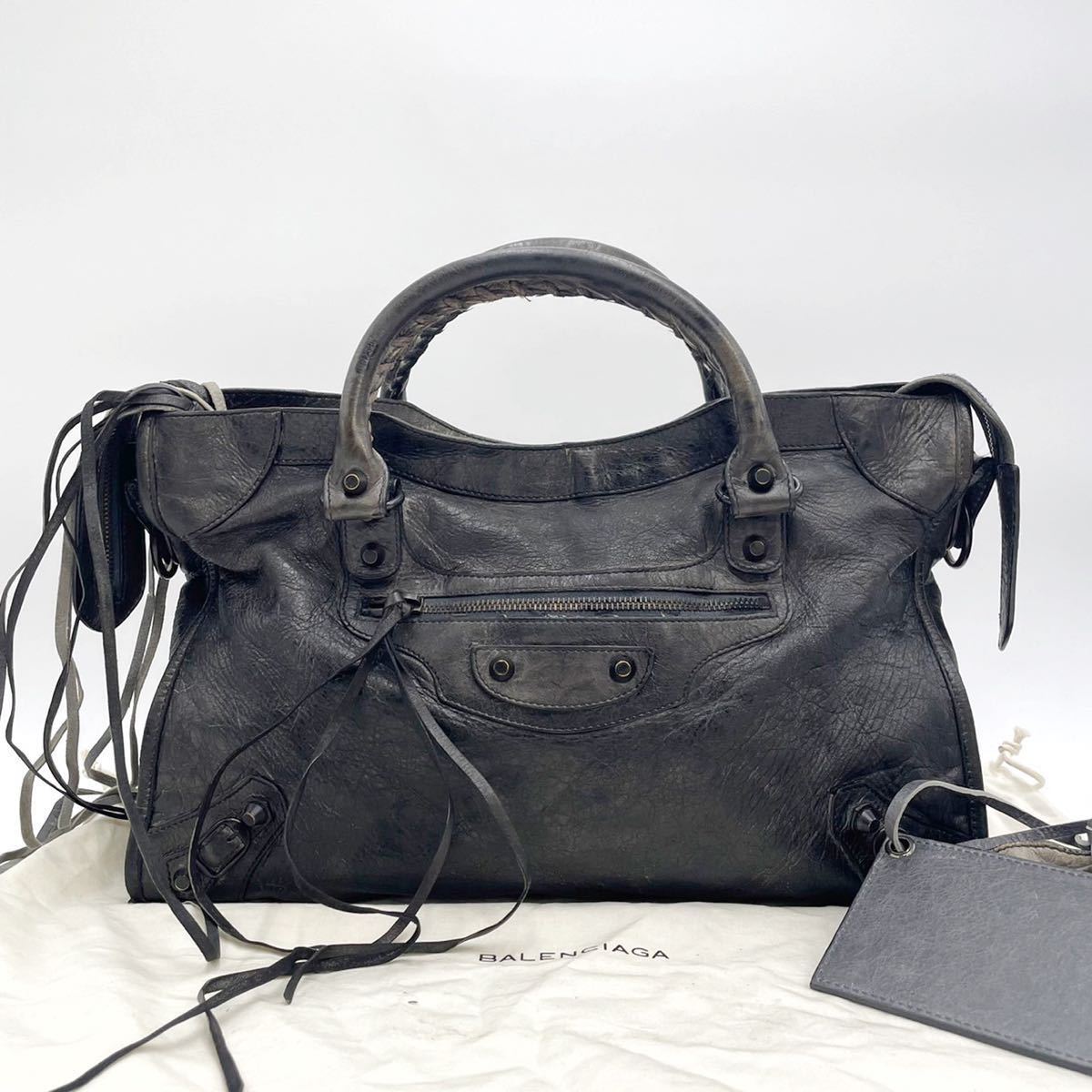 ハンドバック 79-1-1126中古⁄80BURBERRYS レザー ブラック 