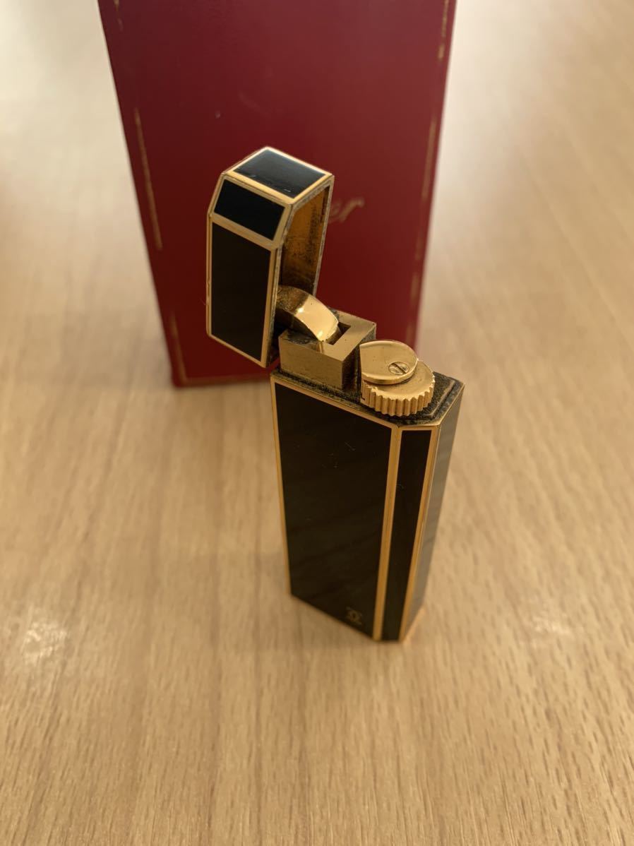 Cartier カルティエ ガスライター ペンタゴン 黒ブラック⁄金ゴールド