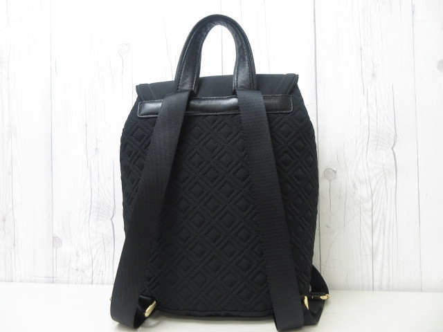 極美品 Tory Burch トリーバーチ リュックサック バックパック バッグ ナイロンキャンバス×レザー 黒 46657 トリーバーチ リュック TORY 0 ネイビー ブラック