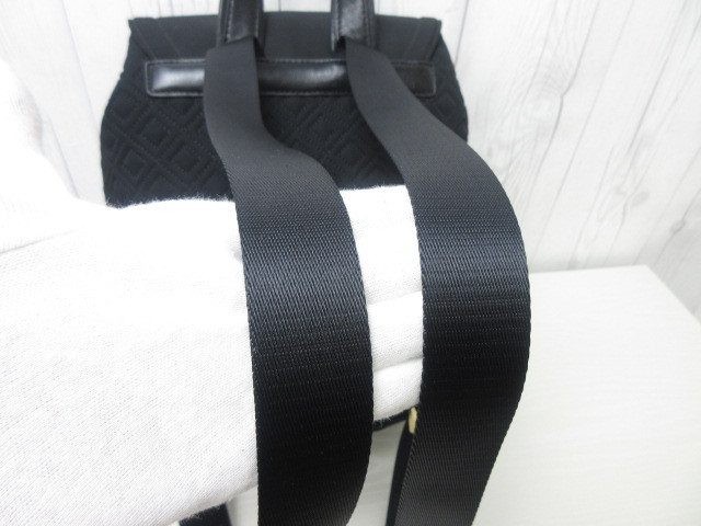極美品 Tory Burch トリーバーチ リュックサック バックパック バッグ ナイロンキャンバス×レザー 黒 46657 トリーバーチ リュック TORY 0 ネイビー ブラック