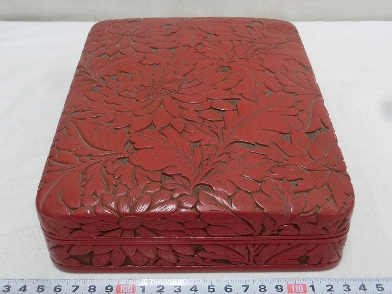 大人気，SALE P0549 堆朱 花彫文 硯箱 書道箱 木製漆器(硯箱、文箱)｜売買されたオークション情報、yahooの商品情報をアーカイブ公開 - オークファン 硯箱、文箱