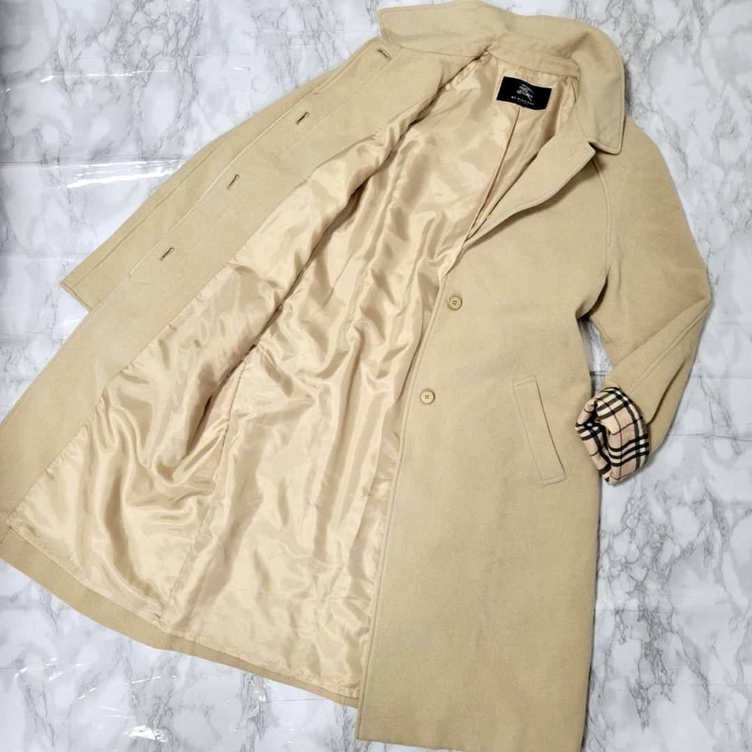 バーバリーロンドン アンゴラ100% ステンカラーコート ノバチェック  