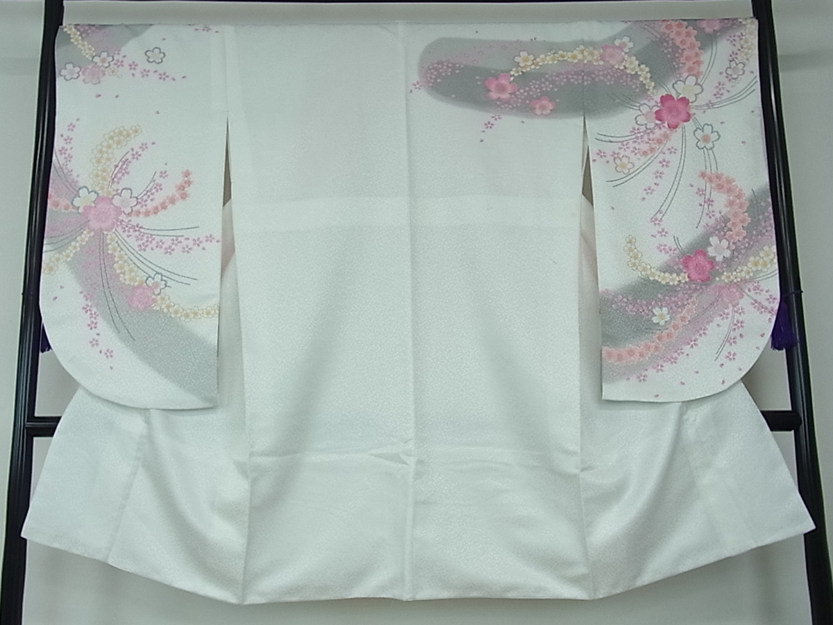 花美人着物■二尺袖・長襦袢・袴　3点セット　枝垂れ桜　金彩　袴のみ未使用　zzz984
