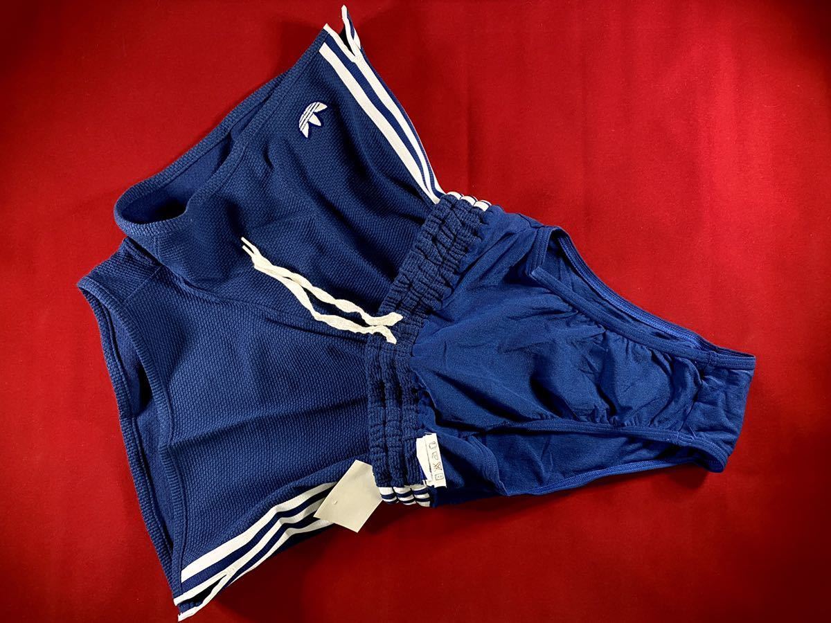 レトロ 80's adidas ショートパンツ L 紺×白 西ドイツ アディダス