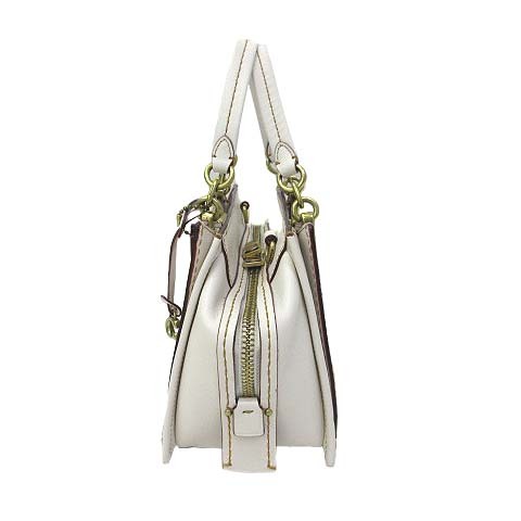 コーチ COACH 2WAY ハンド ショルダー バッグ 茶 ブラウン 白 ホワイト 
