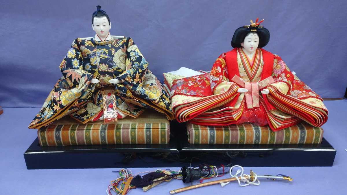 ひな人形 ☆大きい雛人形 お雛様 親王飾り内裏雛 金屏風 ぼんぼり