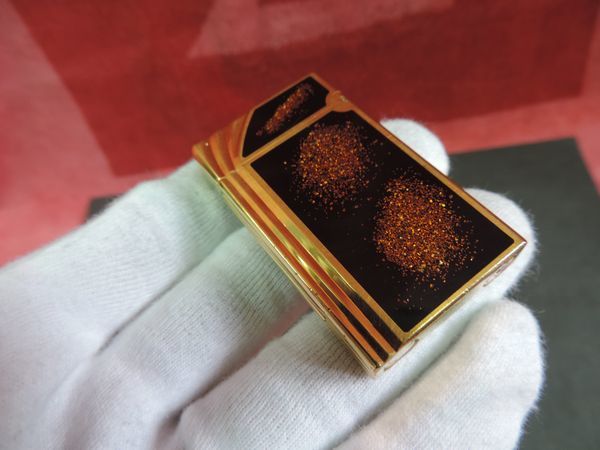 ST. デュポン ガスライター 漆 金ラメ ブラックゴールド ライン2 ST