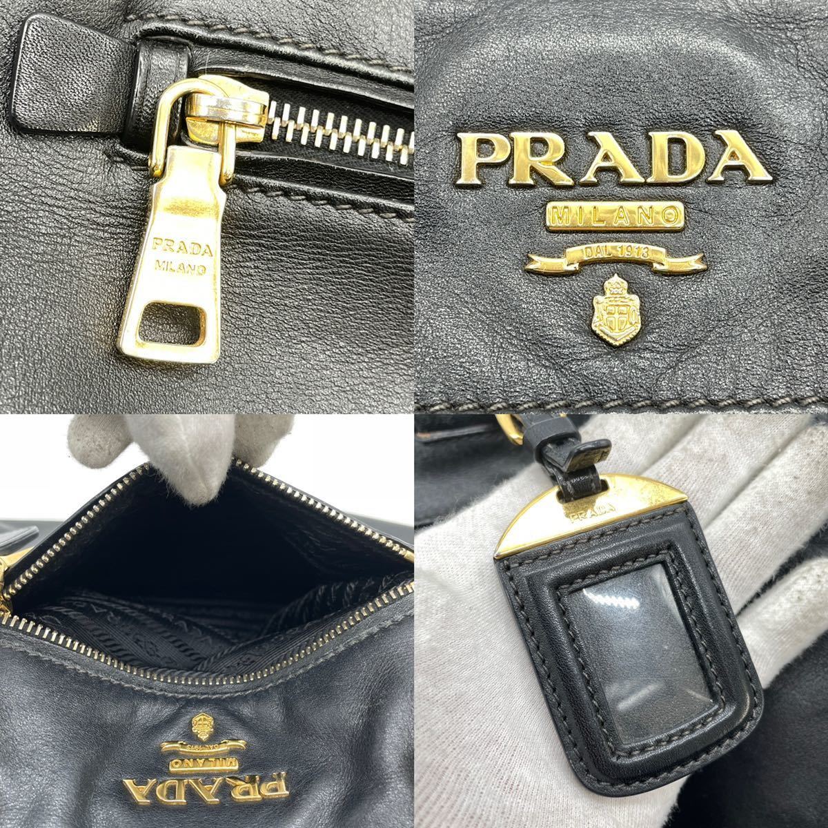 美品】PRADA×プラダ A4収納可能オールレザーショルダーバッグ 【公式通販】