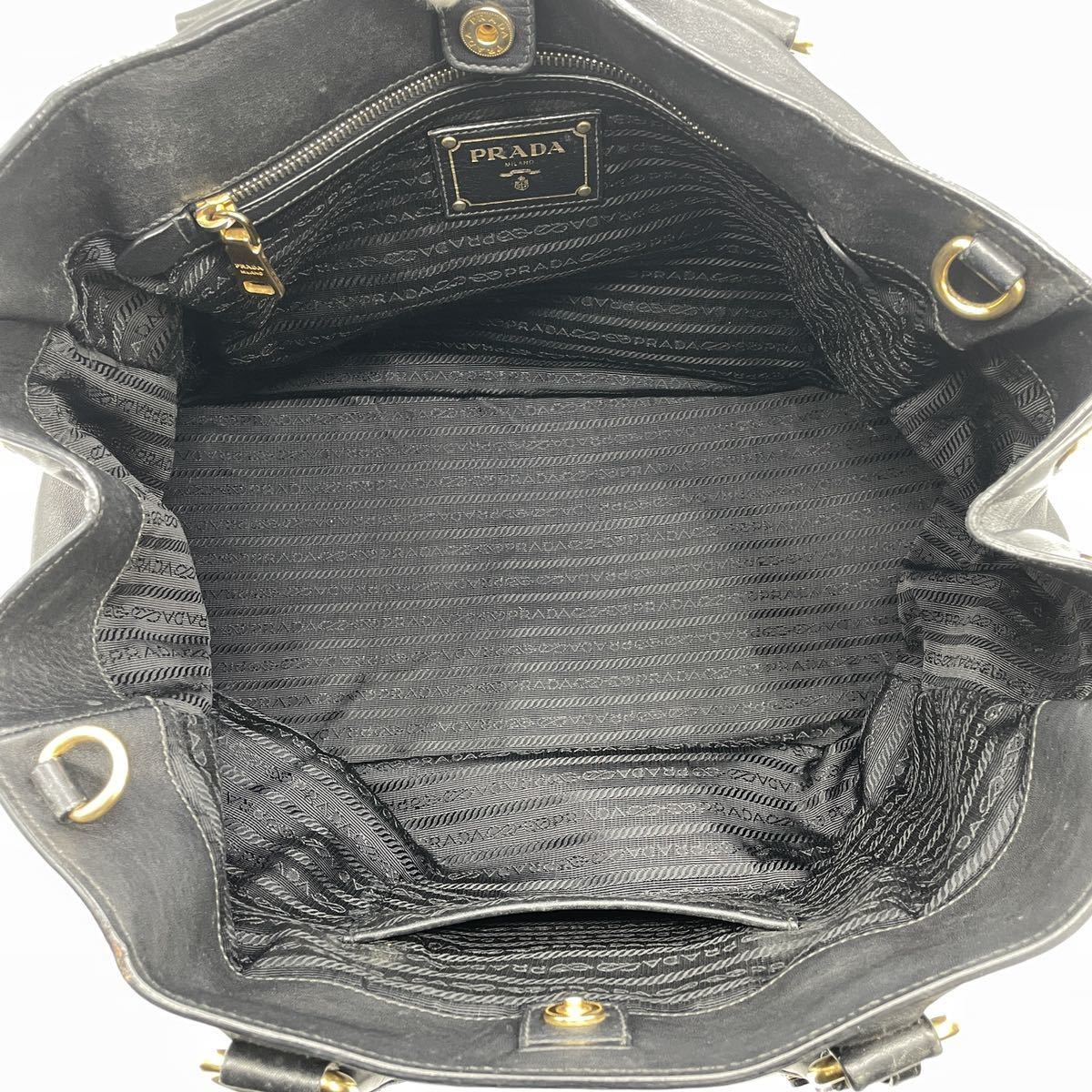 極美品》PRADA プラダ オールレザー 2way トートバッグ ショルダー 