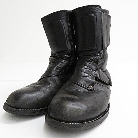 【格安】1，000円～ KUSHITANI クシタニ ショートビルダーⅡ レザー ライディングブーツ ブラック系 サイズ26.5㎝ メンズ バイク [W5035]