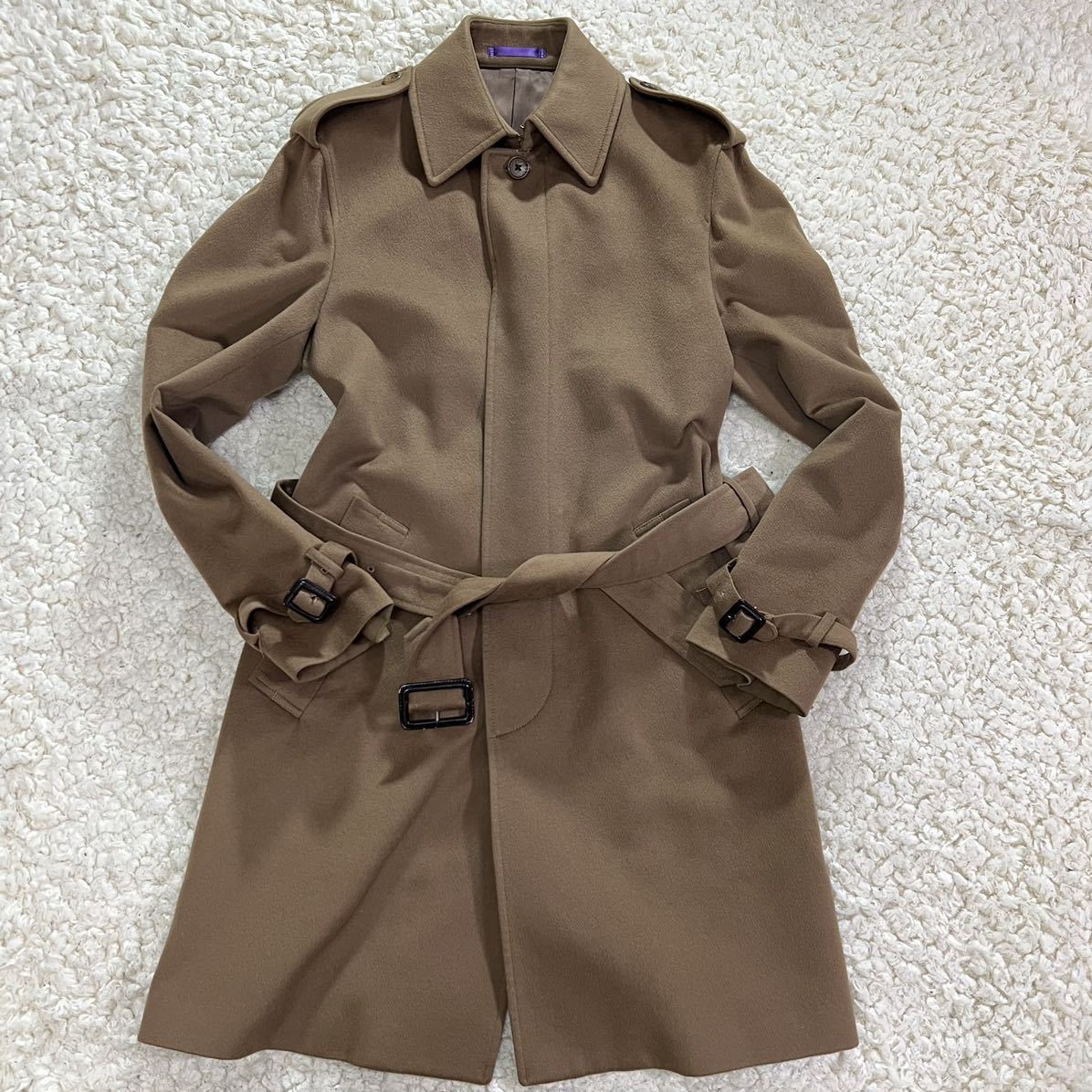 Paul ポールスミス Smith 希少モデル 比翼 ウールカシミヤ混 M 黒 無地 チェスターコート Collection SMITH PAUL コレクション 裏地プリント柄 レディース
