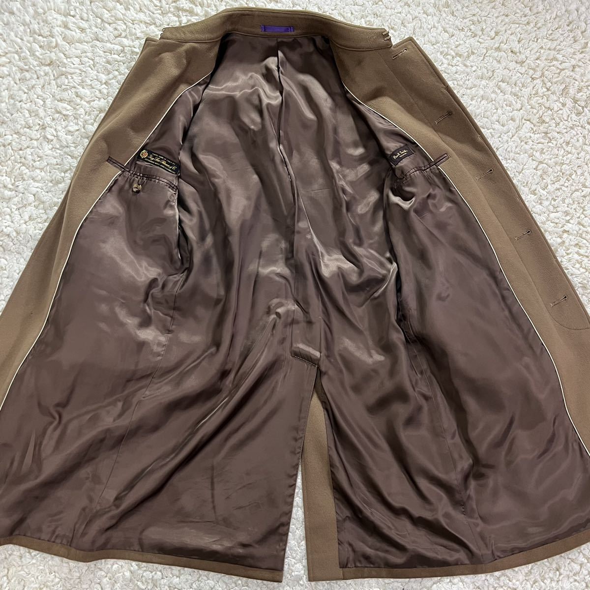 Paul ポールスミス Smith 希少モデル 比翼 ウールカシミヤ混 M 黒 無地 チェスターコート Collection SMITH PAUL コレクション 裏地プリント柄 レディース