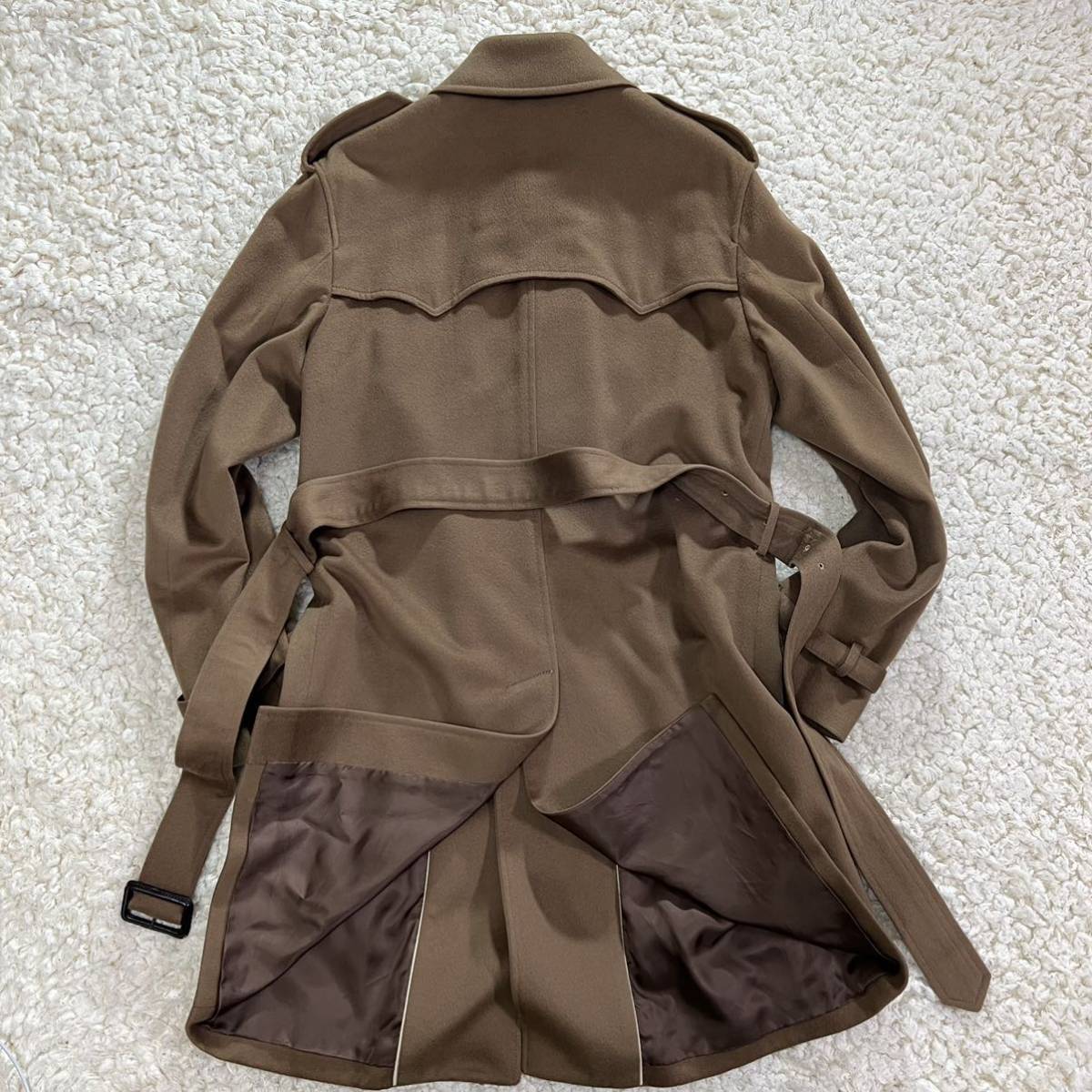 Paul ポールスミス Smith 希少モデル 比翼 ウールカシミヤ混 M 黒 無地 チェスターコート Collection SMITH PAUL コレクション 裏地プリント柄 レディース