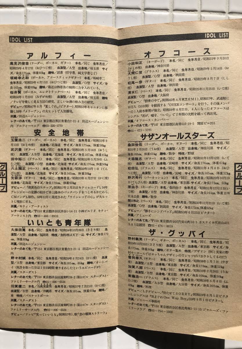 希少】アイドル カード＆リスト ブロマイドつきタレント名鑑 中一時代  