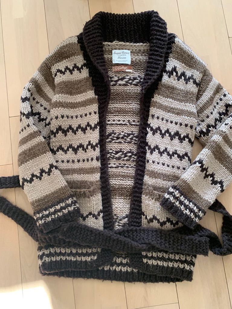 【KANATA】カディディアン ウールニットガウン ロングカーディガン カナダ製 メリノウール merino wool カウチンセーター カウチンニット