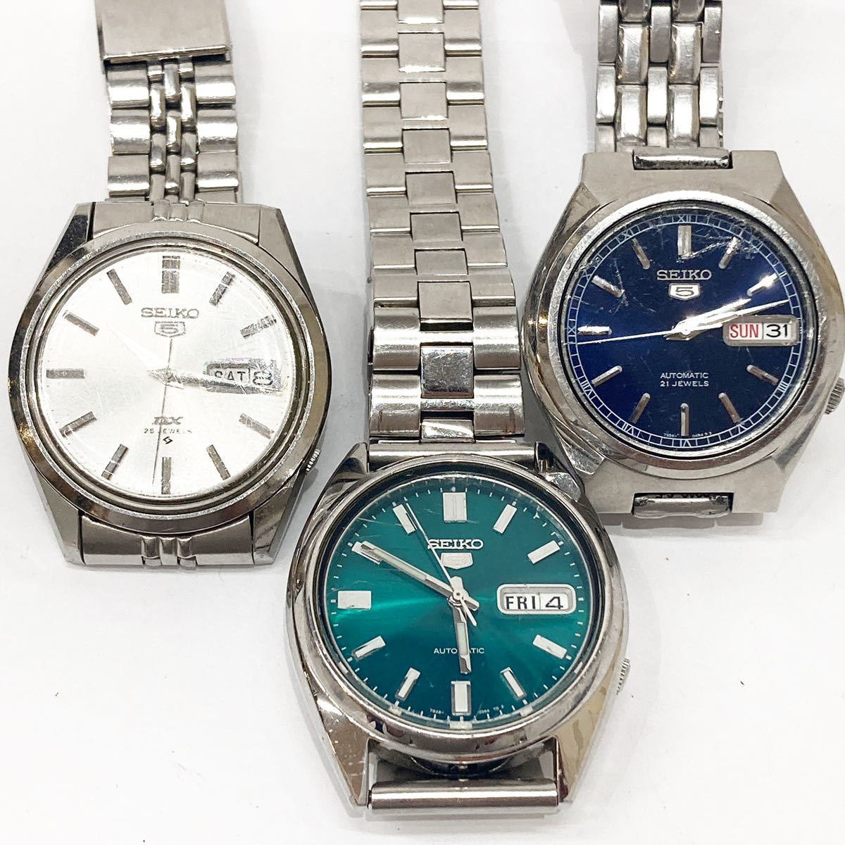 SEIKO5 3点 メンズ 自動巻き グリーン 緑 文字盤 7S26-0480 裏 