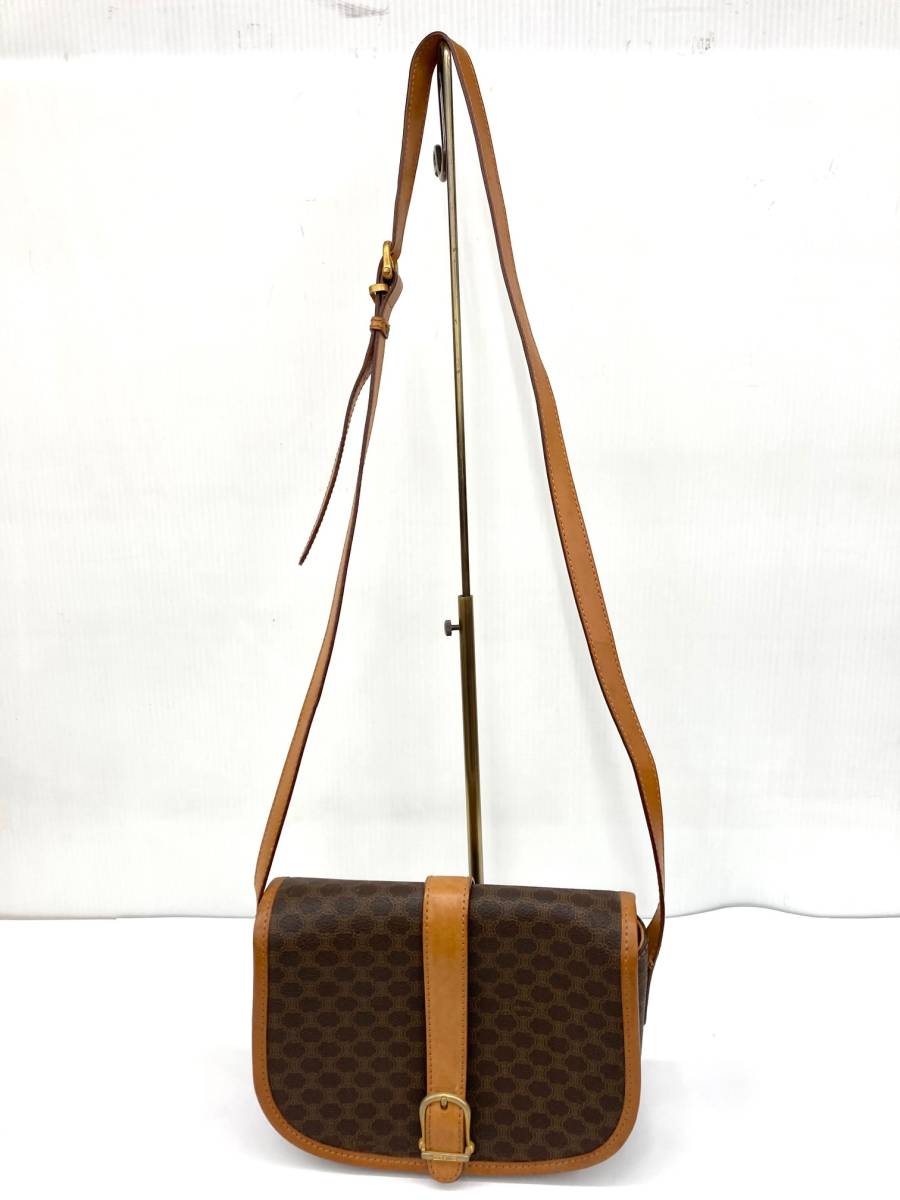 【 ヴィンテージ! 難あり! 】 セリーヌ / ショルダーバッグ 『 ナナメ掛け!』 マカダム柄! ロングストラップ！　DM92 CELINE　ITALY
