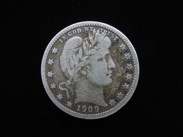 アメリカ 銀貨 25セント クォーターダラー バーバー 1909年 重量 約