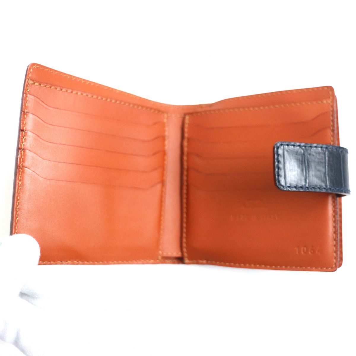 未使用品▽Felisi フェリージ 1064/SA クロコ型押し 2つ折り財布