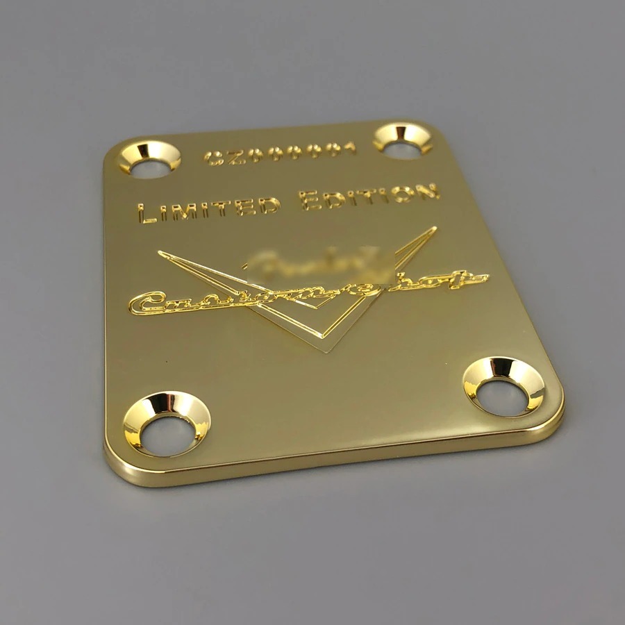 人気おすすめ CM020:ST TL ギター用 ネック プレート カスタム ショップ 限定版 クローム ゴールド ブラック_1
