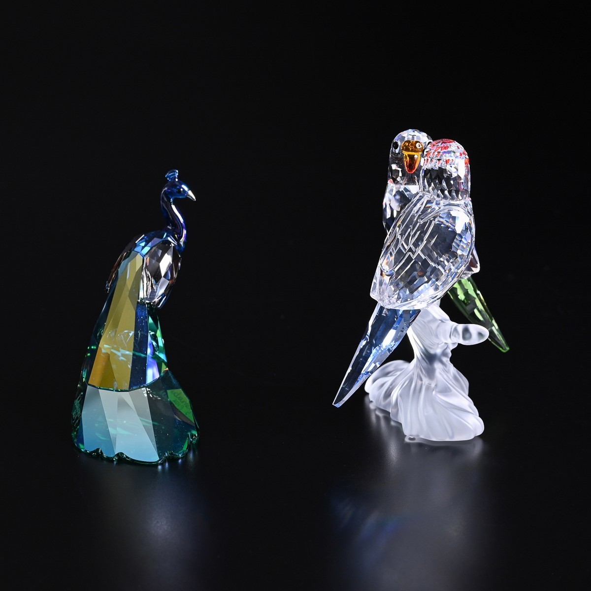 SWAROVSKI 計2点 セキセイインコ+クジャク SCS限定 廃盤 孔雀 鳥 動物