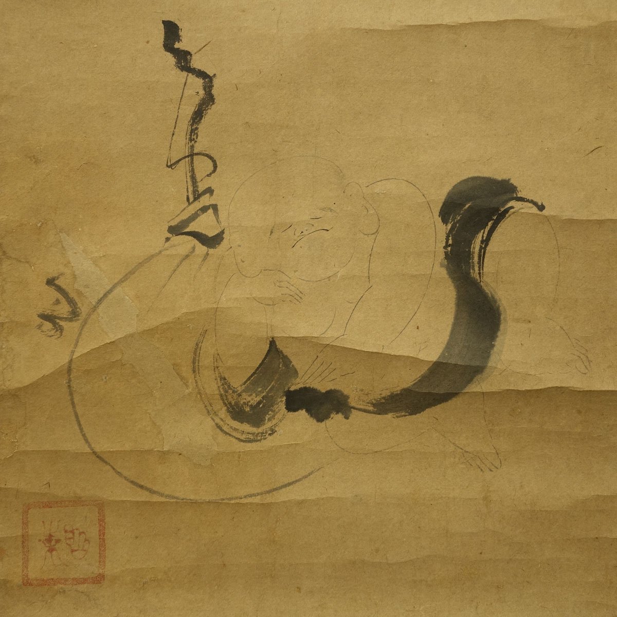 松花堂昭乗/布袋図/掛軸☆宝船☆Z-575 - 絵画