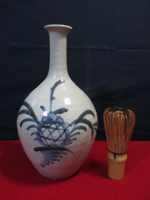 仁】伝世品 古伊万里 初期形パイナップル紋 染付 徳利 酒器 花瓶